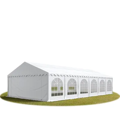 Immagine prodotto di 6x12 m tendostruttura, altezza 3,0m porta scorrevole, PVC 850, grigio, con statica (sottofondo in cemento)