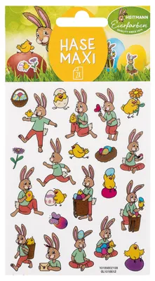 Productafbeelding van Osterstickerset: Stickers van een paashaas, grote paaseieren om te versieren en te bekleden. 2 vellen