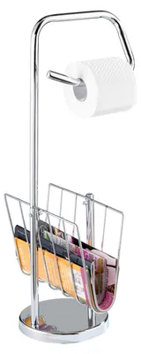 Produktbild von WENKO Stand WC Garnitur Toiletten Papier Rollen Halter Zeitungsständer Bad Chrom