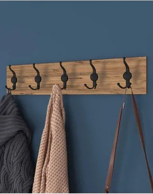 Immagine prodotto di Appendiabiti da parete con 14 ganci in MDF e metallo, effetto marmo nero, 112 cm
