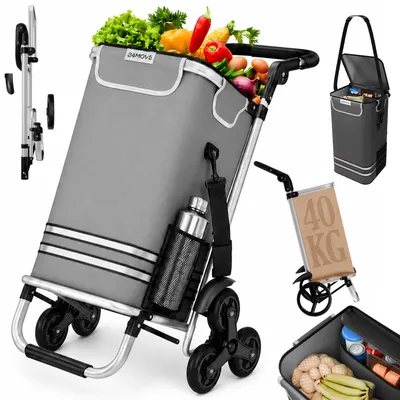 Produktbild von 24MOVE® Einkaufstrolley ALEGRE 3in1 Trolley faltbarer Einkaufswagen mit Kühlfach, grau