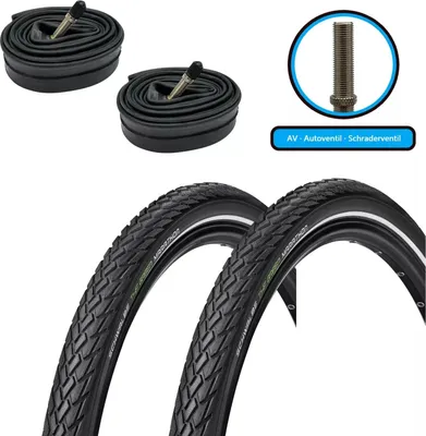 Produktbild von 2xSchwalbe Green Marathon SET 28x1,50 Zoll 40-622 700x38c inkl. 2x AV Schlauch