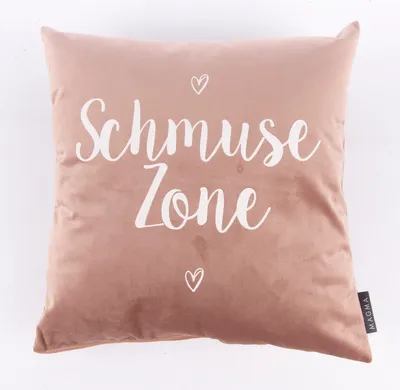 Produktbild von Magma Deko Samtkissen Schmusezone altrosa weiß 40x40cm