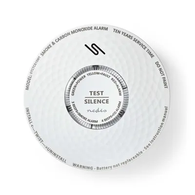 Zdjęcie produktu dla Alarm dymu i tlenku węgla Nedis - Zasilanie bateryjne - Żywotność baterii do: 10 lat - EN 14604 - Z przyciskiem testowym - 85 dB - ABS - Biały