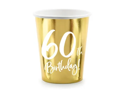 Produktbild von Pappbecher 60. Geburtstag GOLD 6 Stück/220ml