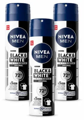 Produktbild von 3 x NIVEA MEN Deodorant Spray Invisible for Black & White 150 ml - Vorteilspackung - 3 Stücke