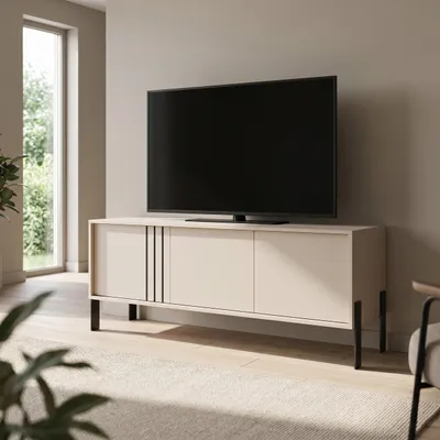 Produktbild von Masseno TV-Schrank VALOZA 150 cm Fernsehschrank mit 3 Türen TV-Lowboard für Wohnzimmer Modern 150x40x57 cm Kaschmir