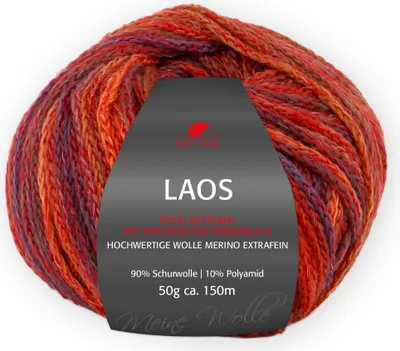 Produktbild von Pro Lana LAOS 50 g geflochtene Wolle im Tropenlook 150 m Farbe 090 - glut