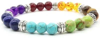 Productafbeelding van Mayting Damen Sieraden, stenen, parels, armband, turkoois, agaat, Reiki, 7 chakra's, energie