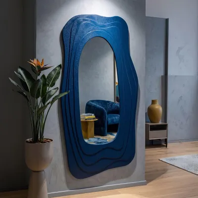 Obrázok produktu pre Modré nástenné zrkadlo 90x4x165 cm