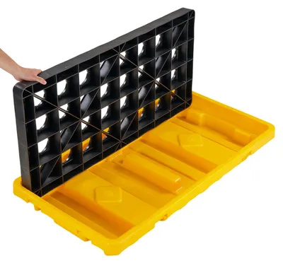 Zdjęcie produktu dla SucceBuy – paleta zbiorcza 1316 x 680 x 150 mm, przemysłowa wanna zbiorcza o nośności 4000 kg i pojemności 79,5 l, platforma z systemem odprowadzania wody dla 2 beczek, przeznaczona do przechowywania i transportu