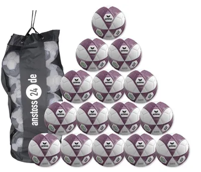 Produktbild von Ballset erima Hybrid Trainingsball 2.0 v26 inkl. Ballsack 15 Bälle burgund/lavender
