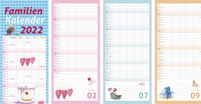 Productafbeelding van times & more 21573 Familieplanner - 21 x 45 cm, 5 kolommen