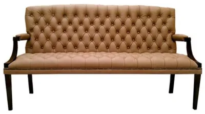 Zdjęcie produktu dla Casa Padrino Chesterfield ławka 3-osobowa ze skóry naturalnej z podłokietnikami jasnobrązowa / czarna 180 x 60 x h. 100 cm - Luksusowe meble