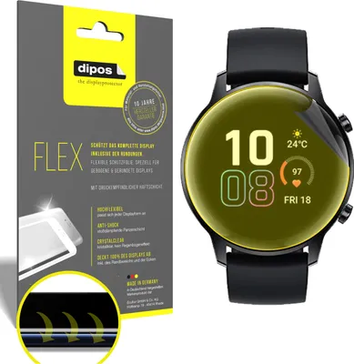 Obrázok produktu pre 2x ochranná fólia pre Honor Magic Watch 2 42mm, 100% pokrytie displeja, dipos Flex