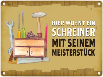 Produktbild von Metallschild mit Spruch: Hier wohnt ein Schreiner - mit ... Blechschild Schild