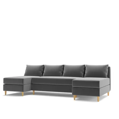 Produktbild von AX LIVING Samt Couch mit Schlaffunktion Hoyton 270 cm in Grau – Stil & Komfort