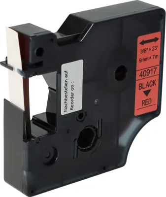 Produktbild von vhbw Schriftband-Kassette kompatibel mit Dymo 5000, 2000, 5500, 1000+, 1000, 4500, 3500 Etiketten-Drucker 7m x 9mm Schwarz auf Rot