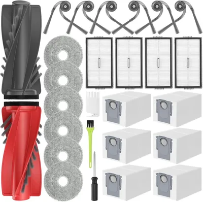 Produktbild von Saros 10R Ersatzteile Zubehör für Roborock Saros 10R / Qrevo Curv 2 Pro/Qrevo CurvX/Qrevo Curv 2 Pro Zubehörset 2 Hauptbürsten 6 Staubbeutel 4 Hepa Filter 6 Wischpads 6 Seitenbürste