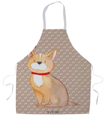 Produktbild von Mr. & Mrs. Panda Kochschürze Hund Glück - Hundeglück - Geschenk, Grillschürze, Spruch, Sprüche, Herz, Liebe, Latzschürze, Grillmeister Schürze, Arbeitsschürze, Corgie
