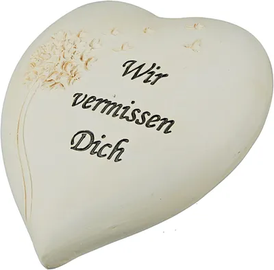 Grabdeko Herz wetterfest "Wir vermissen Dich" 15x16x9 cm