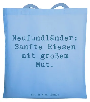 Produktbild von Mr. & Mrs. Panda Tote Bag Spruch Neufundländer Liebe - Sky Blue - Geschenk, Laptoptasche, Hunderassen Vielfalt, Uni Tasche, Frieden, Harmonie, Stoffbeutel, Haustiere