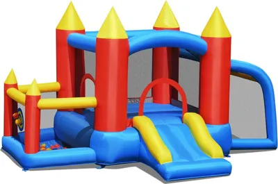 Immagine prodotto di Castello Gonfiabile Gonfiabile + Ventilatore 450 W con Scivolo Palle Oceaniche 350 x 275 x 196 cm Colorato