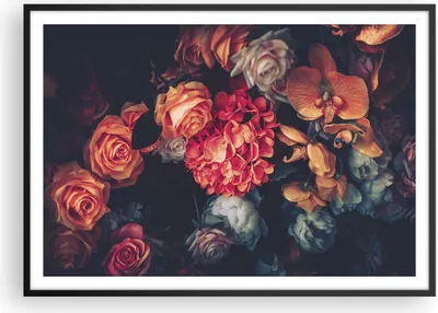 Produktbild von Gerahmtes Poster - Schwarzer Rahmen - Blumenstrauß Blumen Rosen - 100x70 cm - Wand Bild - Wanddeko - Wandbilder - Kunstposter - Wandposter - Bilderrahmen - Bilder - Kunstdruck - P2BAA100x70-5002