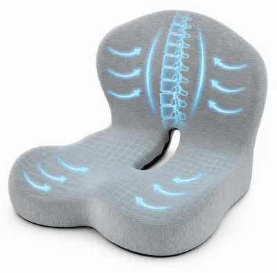 Orthopädisches Sitzkissen mit Rückenlehne, Memory Foam, grau
