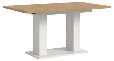 Image de Motion table de salle à manger double colonne 90x150/190 cm avec 1 rallonge chêneReproduction, blanc.