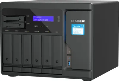 Produktbild von QNAP TS-855X - NAS-Server - 8 Schächte - SATA 6Gb/s - RAID RAID 0, 1, 5, 6, 10, 50, JBOD, 60 - RAM 8 GB - 2.5 Gigabit Ethernet / 10 Gigabit Ethernet - iSCSI Support