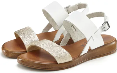 Produktbild von LASCANA Sandale Sommerschuh, Riemchensandale, offener Schuh weiß/goldfarben Größe 37