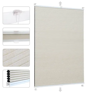 Produktbild von Sekey Wabenplissee ohne Bohren 75x130cm Doppelplissee  Beige mit Textiloptik Plissee Klemmfix 100% Verdunklung & Sonnenschutz Faltrollo Klemmfix für Fenster & Tür