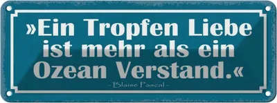 Produktbild von vianmo Blechschild 10x27 cm Tropfen Liebe mehr als ein Ozean Spruch Zitat