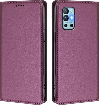 Produktbild von Handyhülle für OnePlus 8T /OnePlus 9R, Kunstleder Klapphülle Stoßfeste Magnetische Hülle mit Ständer Lila