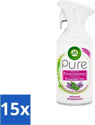 Image de Air Wick Pure – Spray d'ambiance – Huiles essentielles – Lavande – 250 ml - Pack économique - 15 pièces
