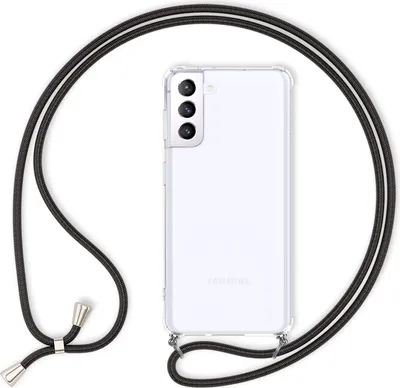 Produktbild von NALIA Klare Handy Hülle mit Kette für Samsung Galaxy S21 Plus, Band Case Cover Schwarz