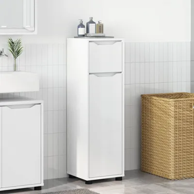Obrázok produktu pre Maison Exclusive – Kúpeľňová skrinka s dvierkami Biela 30,5 x 30 x 101 cm Drevený materiál