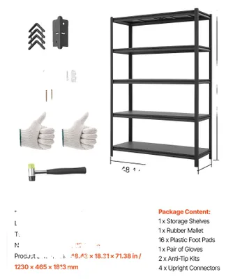 Obrázok produktu pre Regálové skrine, robustná kovová konštrukcia, výškovo nastaviteľné, rozmer 18x48x72 palcov, 5 kolies