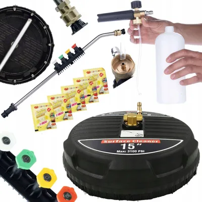 Productafbeelding van Schoonmaakset T-Racer 15" Spuitmond – Schrobborstel, Hogedruklans 1/4" 15° Set, Schuimpistool 1L | 160bar 60°C | Terras en Oprit