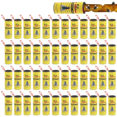 Immagine prodotto di 48 fogli di carta per catturare le mosche - Adesivi per intrappolare le mosche, adatti per interni ed esterni