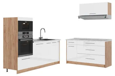 Immagine prodotto di Cucina Vicco Fame-Line Bianco lucido/Rovere dorato 340 cm, PL Marmo, Model 63911