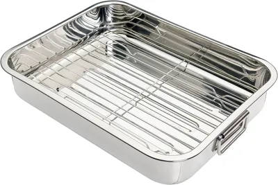 Produktbild von KitchenCraft Bratblech mit Gestell, Edelstahl-Bratblech, Medium, 37 x 28 cm, Sil