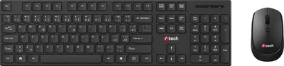 Image de Clavier C-TECH WLKMC-03, ensemble combo sans fil avec souris, noir, USB, CZ/SK
