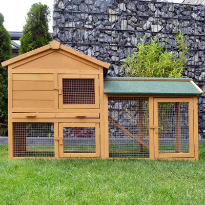Produktbild von zooprinz Hasenstall Villa | Mit Auslauf | 147x85x53cm (BxHxT) | Verzinkt | Wetterfest | Bitumendach