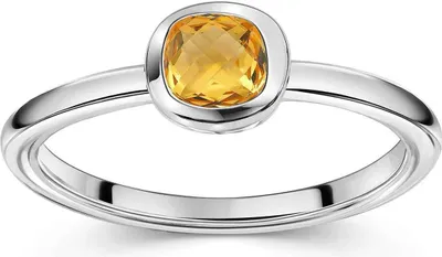 Produktbild von MATERIA by Matthias Wagner Citrin Ring Silber 925 quadratischer Stein orange in Schmucketui SR-14