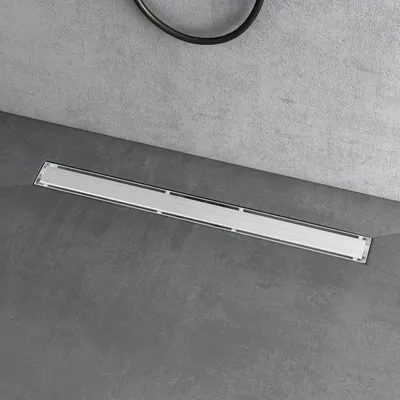 Produktbild von Bodenablauf Komplettset Duschrinne 80cm Edelstahl Dusche Duschablauf mit Gruchstop und Haarsieb befliesbar Duschabfluss Chrom KE110