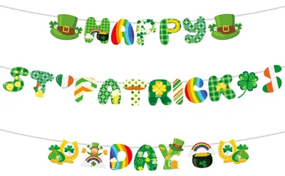 St. Patrick's Day Banner, vorgereiht, grün, 3 Stück, Partydeko