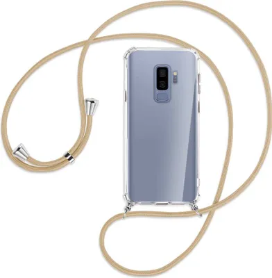 Produktbild von Handykette Backcover-Schutzhülle mit Band (Metall silberfarben) für Samsung Galaxy S9+ / S9 Plus - caramel