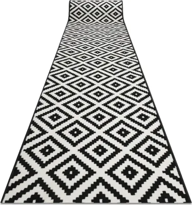 Image de TAPIS DE COULOIR BCF MORAD Ruta diamants noir / crème 80 cm noir 80x100 cm